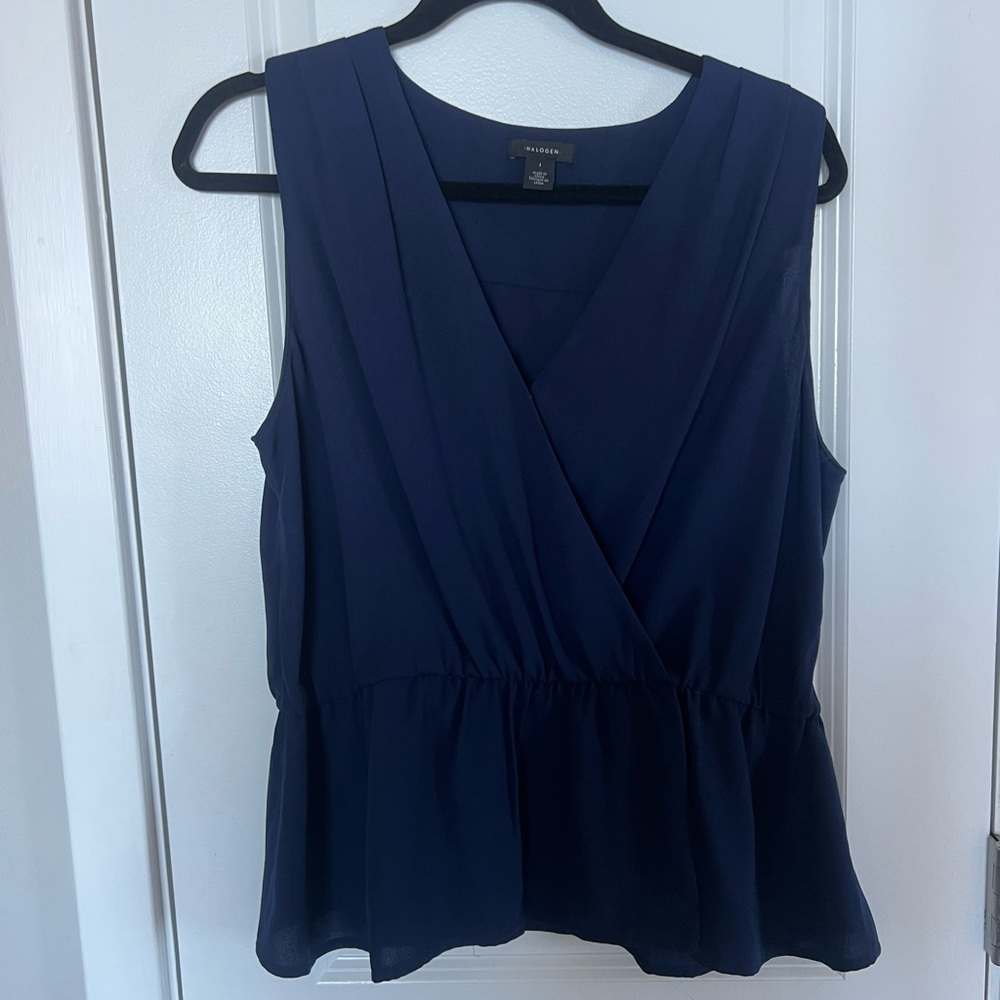 Halogen Deep Blue Sleeveless Blouse